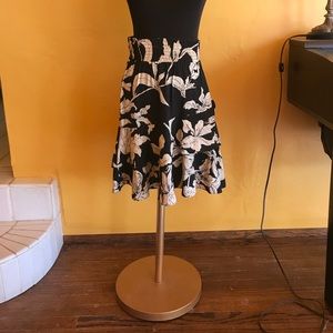 Black and white floral skirt
